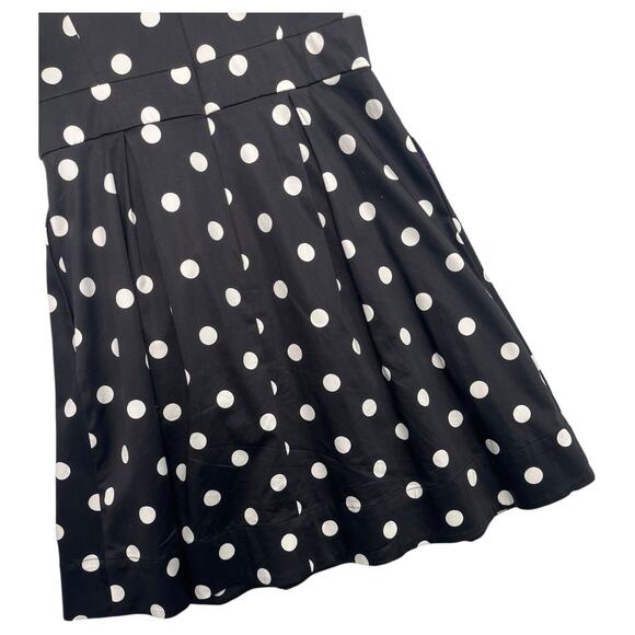 WHBM Dress Womens 10 Black White Polka Dot Fit Flare Sleeveless Round Neck Pinup - Picture 10 of 14